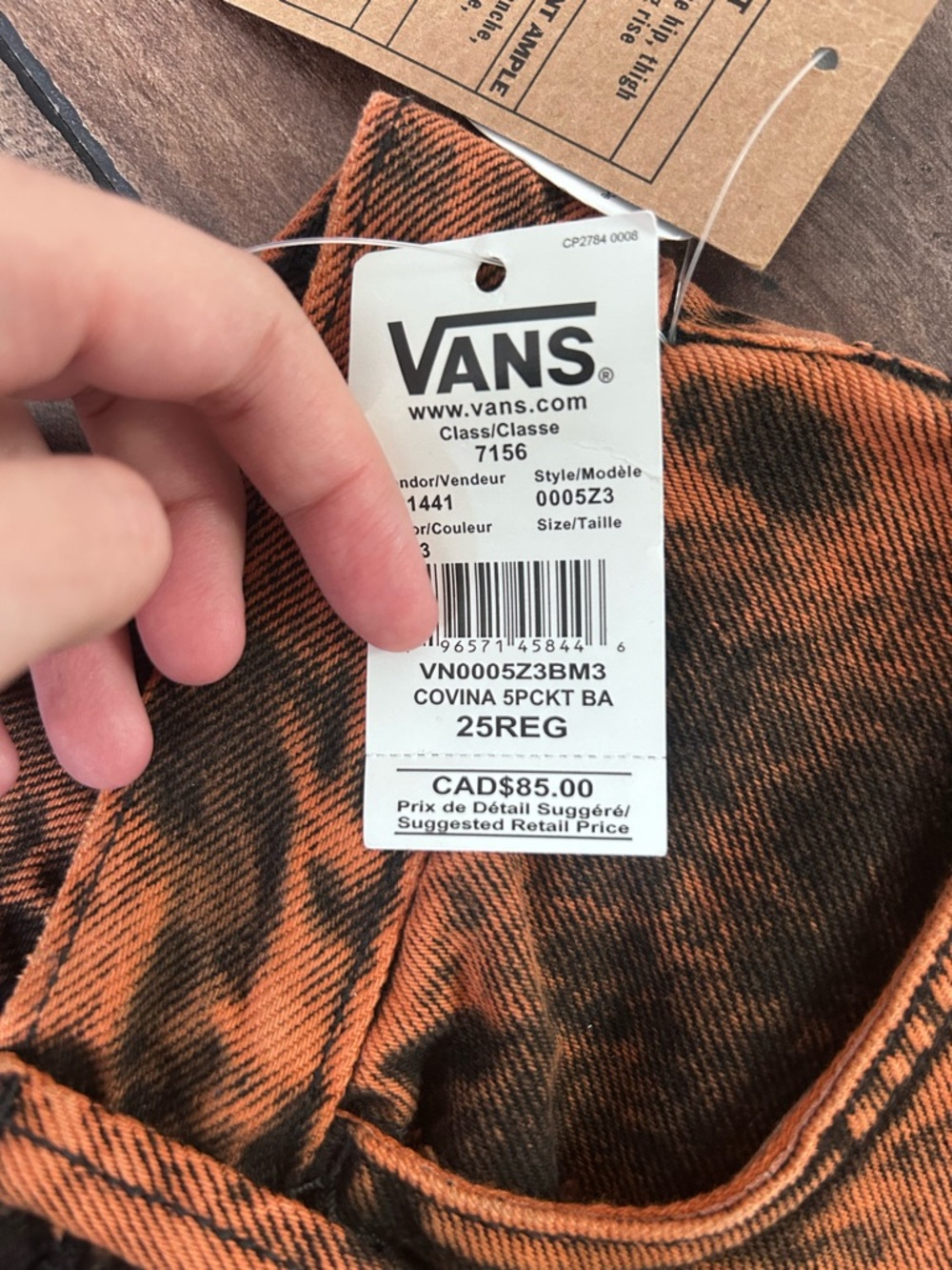 Vans Women’s Acid-Wash Rust Orange Relaxed Jeans - Picture 5 of 6